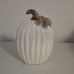 Elegant Off-White Ceramic Pumpkin - New W/o Tags